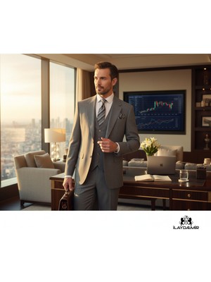 İlayda Emir Slim Fit, 3 Parça Takım Elbise, Erkek Klasik Yelekli, Premium Kumaş, Ofis ve Özel Gün Takımı