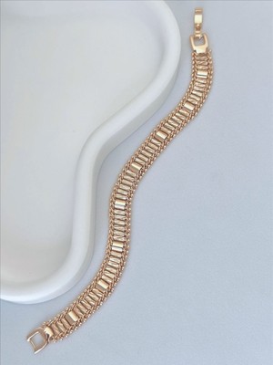 QA Quella Accessories Xuping Çift Taraflı Hasır Sütun  Soft Rose-Gold Bileklik 17 cm