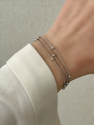 QA Quella Accessories Çelik Üçlü Mini Topçuk Sıralı Gümüş Bileklik 17+5 cm