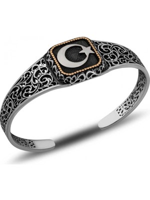 Supertrend Gümüş Ay Yıldız Ayarlanabilir Kelepçe Erkek Bileklik