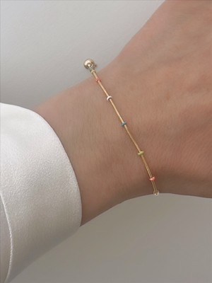 QA Quella Accessories Xuping Ince Renkli Toplar Gold Zincir Bileklik 16+5 cm