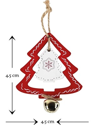 2 Adet Assersan Waldern Kırmızı Ahşap Çam Ağacı Süsü 4.5 Cm*4.5 cm