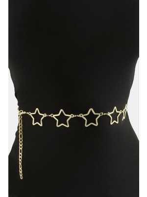 Zero Land Gld-Spt- Yıldız Metal Zincir Kemer - Sarı