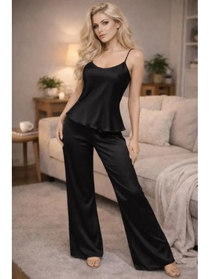 Jermo Kadın Saten Dokuma Detaylı 2 Li Pijama Takımı