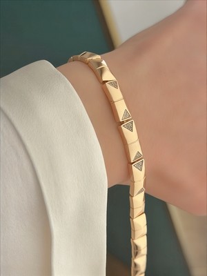 QA Quella Accessories Xuping Kare Kesim Üçgen Zirkon Soft Rose-Gold Bileklik 16+2 cm