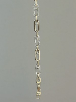 QA Quella Accessories Özel Seri Zirkon Geçişli   14K Gold Bileklik 17+2 cm