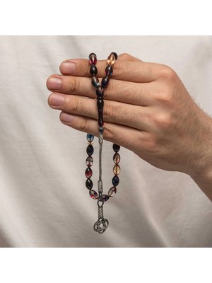 Supertrend Gümüş Kazaz Püsküllü Sıkma Kehribar Tesbih