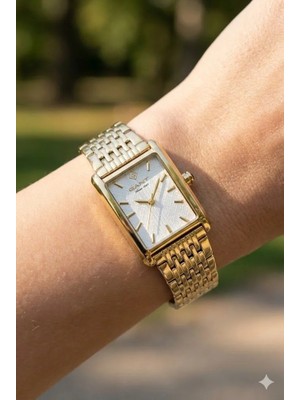 Gant Japon Mekanizma Kadın Kol Saati | Altın Renk Çelik Kordon, Beyaz Dikdörtgen Kadran, 24MM