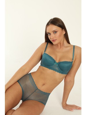 Kadın Yeşil Şortlu Push Up Sütyen Külot Takımı