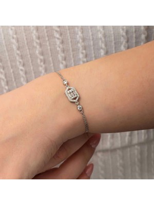 Supertrend Gümüş Altıgen Baget Taşlı Kadın Bileklik