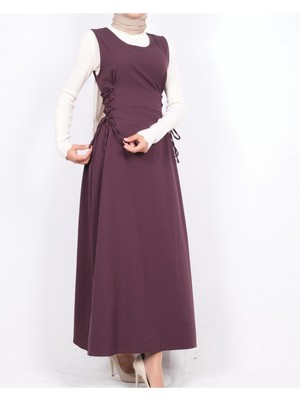 Modamorfo Yandan Bağlamalı Double Kumaş Jile  -Mürdüm