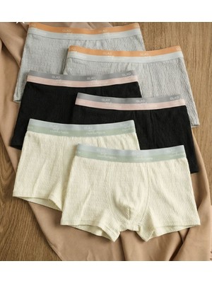 Elixunder 6'lı Karışık Renk Erkek Boxer Glad And Comfortable Nefes Alabilen Pamuklu