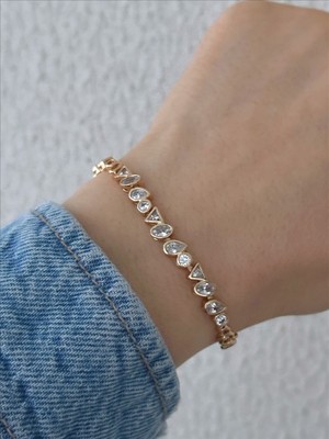 QA Quella Accessories Xuping Geometrik Zirkon 14K Soft Rose-Gold Bileklik 17+2 cm