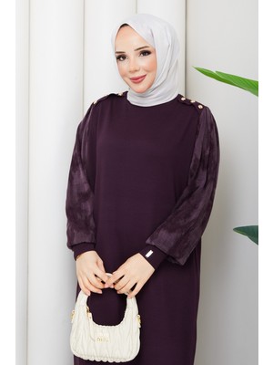 Pamuk Butik Kadın Kolu Ipek Kupra Merserize Triko Elbise -PMK529