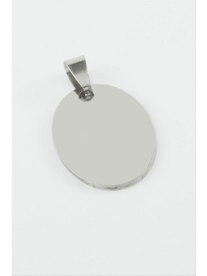 Zero Land Gld-Spt- Oval Isim Yazılabilir Çelik Kolye Ucu 2,5*3,5 cm - Gümüş Rengi