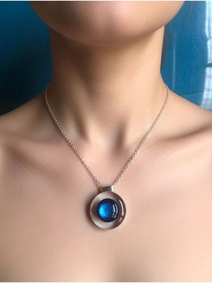 Anka Select Elyapımı Dogal Taş Detaylı okyanus esintili Mavi Cam Kolye