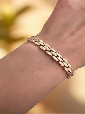 QA Quella Accessories Xuping Çift Taraf Petek  Düz Soft Rose-Gold Bileklik 18 cm