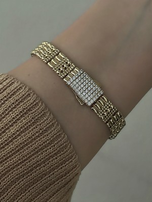 QA Quella Accessories Xuping Vintage  Zirkon Gurmet 14K Altın Kaplama Gold Bileklik 20 cm