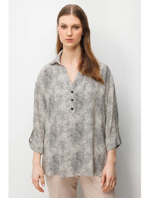 Eskişehir Mağazacılık 74354 Onteks Bluz Desenli Gömlek Yaka