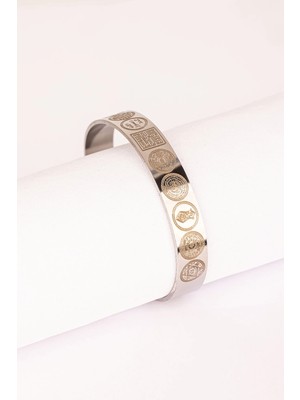 Titanyum Kaplama Gümüş Renk Dualı Çelik Bileklik Paslanmaz Kararmaz Unisex