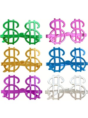 Livenda Dolar Şekilli Metalize Parti Gözlüğü 6 Adet