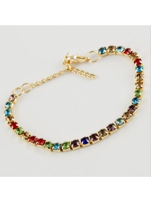 Zero Land Gld-Spt- Şerit Taşlı Suyolu Bileklik - Sarı