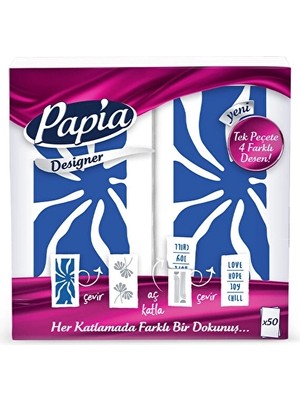 3 Adet Papia Designer Desenli Peçete 50'li