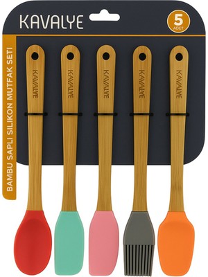 Kavalye Bambu Sap 5 Parça Silikon Mutfak Set 21 cm 4 Adet