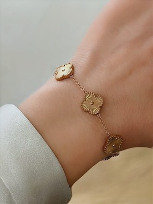 QA Quella Accessories Çelik Yonca   Açık Rose Gold Bileklik 16+3 cm