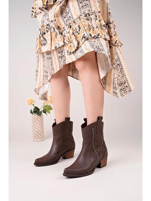 Zengezur Mall Gld-Spt- Matin Acı Kahve Cilt Topuklu Bot (Numara: 38)