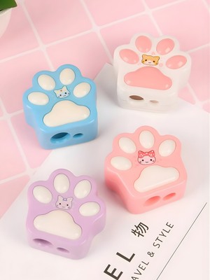 ÖZ OFİS Kawaii Büyük Boy Patili Kalemtıraş - Hazneli - Çift Bıçaklı - Tekli