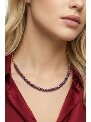 Yakut Doğal Taş Kolye ( 4mm )