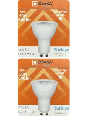 Avarson (2 Adet) Osaka 7W (50W) Beyaz Işık (6500K) GU10 Duylu LED Spot Ampul