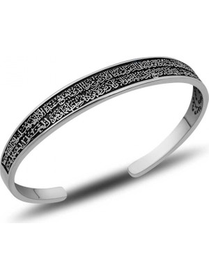 Supertrend Gümüş Ayetel Kürsi Yazılı Ayarlanabilir Bileklik