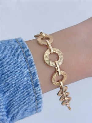 QA Quella Accessories Xuping Kalın Halka Tasarım Soft Rose-Gold Bileklik 16+2 cm
