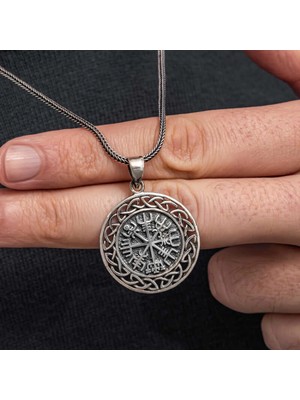 Supertrend Gümüş Vegvisir Viking Pusulası Erkek Kolye