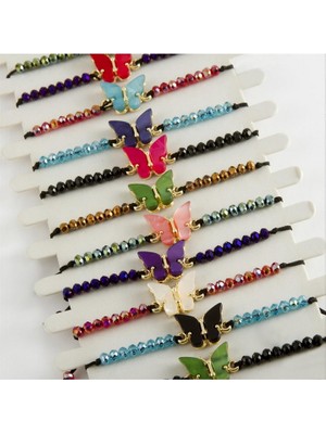 Zero Land Gld-Spt- Kelebek Sedef Kristal Bileklik - Siyah