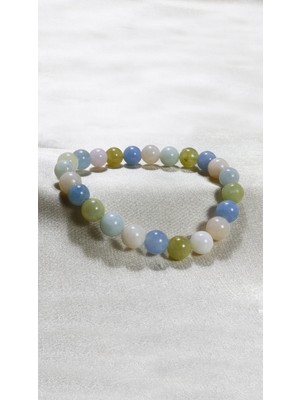 Ilgın Doğal Taş Takı Orijinal Morganit Doğal Taş Bileklik | Kalp Çakrası ve Duygusal Denge Için