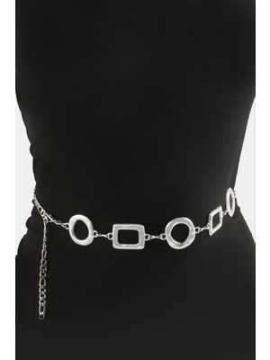 Zero Land Gld-Spt- Kare Halka Metal Zincir Kemer - Sarı