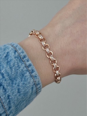 QA Quella Accessories Xuping Zarif Halka Zirkon Soft Rose-Gold Zincir Bileklik 16+2 cm