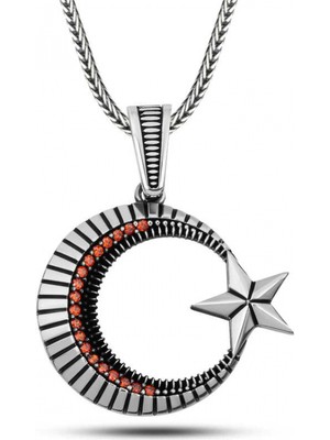 Supertrend Gümüş Zirkon Taşlı Ay Yıldız Erkek Kolye