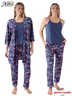 Pierre Cardin Kadın 3'lü Sabahlıklı Takım- Lacivert