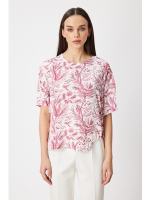 Eskişehir Mağazacılık 74351 Onteks Bluz Sıfır Yaka Desenli