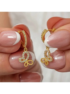 Supertrend Gümüş Sallantılı Gold Kelebek Kadın Küpe