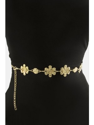 Zero Land Gld-Spt- Gül Metal Zincir Kemer - Sarı