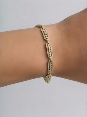 QA Quella Accessories Xuping Kristal  Zirkon 14 Ayar Altın Kaplama Gold Bileklik 19 cm