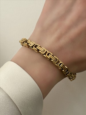 QA Quella Accessories Çelik Kalın Figaro  Unisex Gold Zincir Bileklik 20 cm