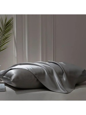 Urfakent 2’li  Ipek Dokulu Saten Yastık Kılıfı 50X70 – Koyu Gri – Mikrosaten, Saç ve Cilt Dostu