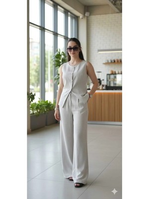 Flaubert -Kadin Bej Pantolon Yelek Ikili Takım