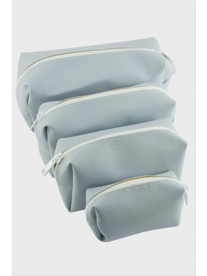 Zero Land Gld-Spt- 4 Adet El Tutmalı Makyaj Çantası - Mavi
